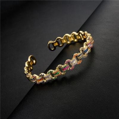 Fashion Locomotive Color T Square Gold Plating Bracelet