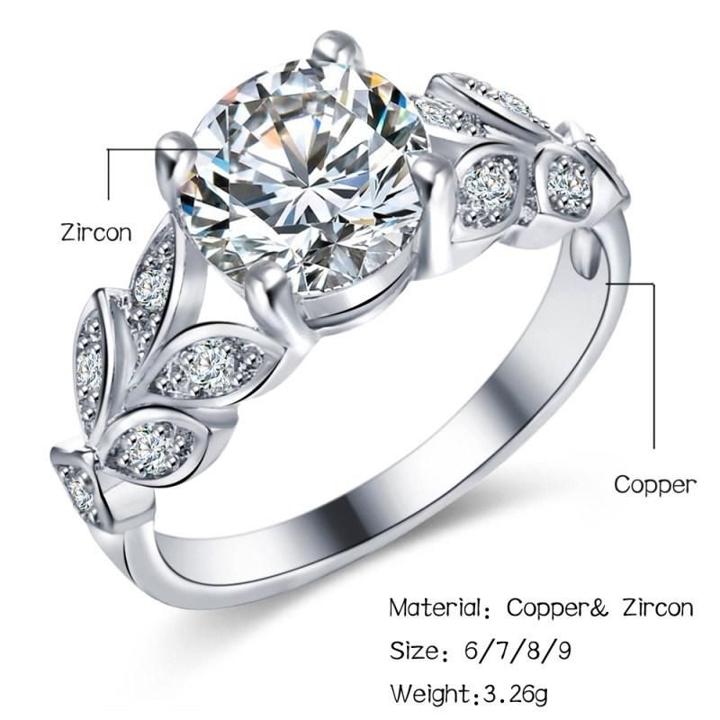 Fashion Women Jewelry Cubic Zircon Ring Wedding Crystal Silver Rings