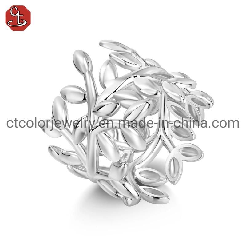 Silver and Brass Plain Leaf Ring Fashion Ring Jewelry Jewellery