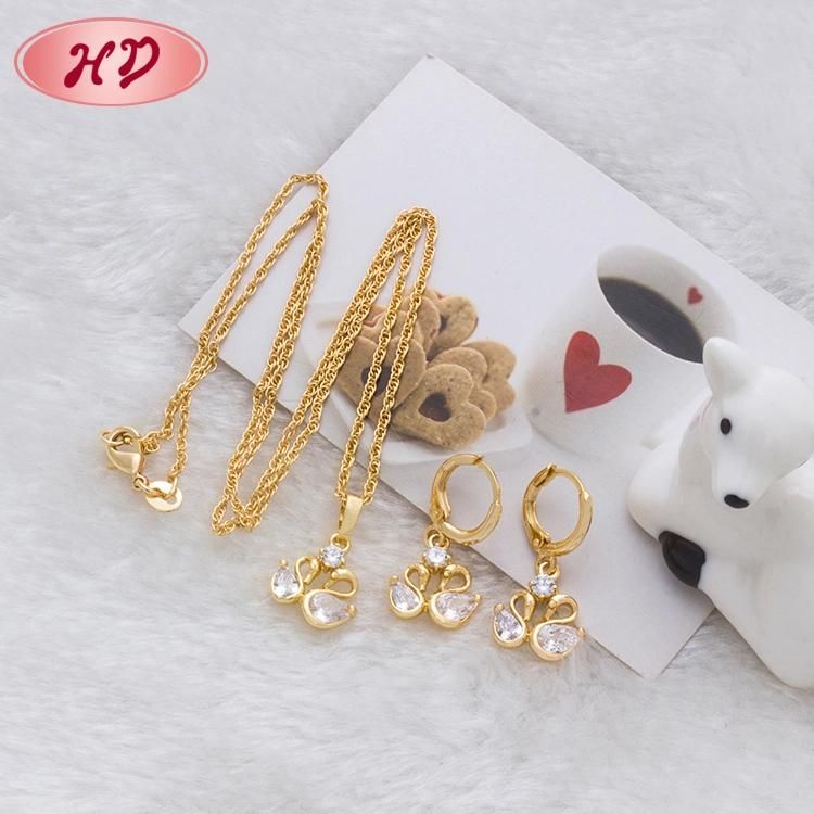 2020 New Fashion 18K Gold Plated Zircon Dubai CZ Gold Jewelry Sets for Women