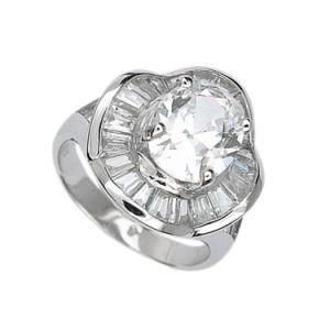 Women&prime;s Jewelry Oval Cut White Topaz Gemstones Silver Ring