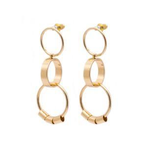 Fashion Accessories Women Jewelry Gold Plated Metal Circle Drop Earrings