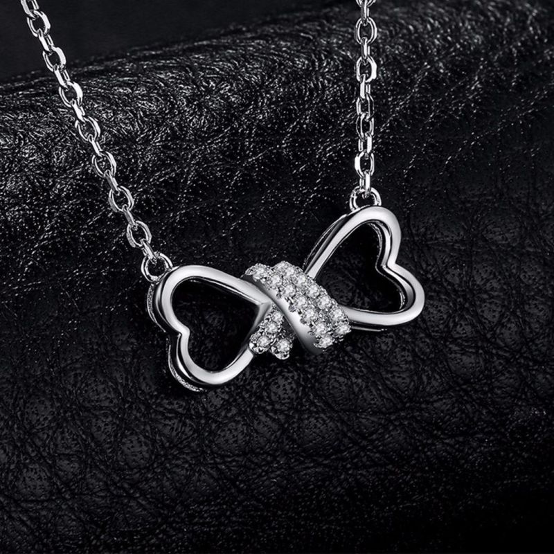 Infinity Heart Love Collar Necklace with CZ Pave Cubic Zirconia 925 Sterling Silver Jewelry Wholesale