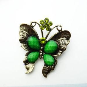 Metal Butterfly Brooch with Polyester Stones on It (PLB0031)
