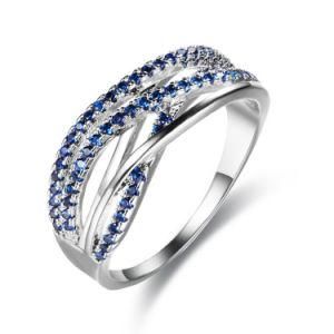 Silver Line Paved CZ Tanzanite Fashion Ring