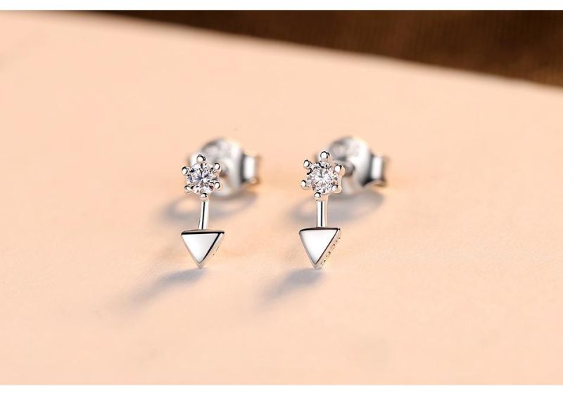 Mini Triangle V-Shaped Gold-Plated 925 Silver Earrings Stud