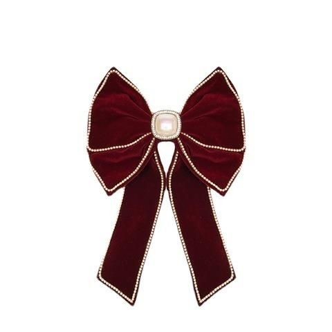 Fashion Hair Accessories Large Bow Velvet Clip Hair Accessories Pearl Side Double Bow Puff Hair Clip