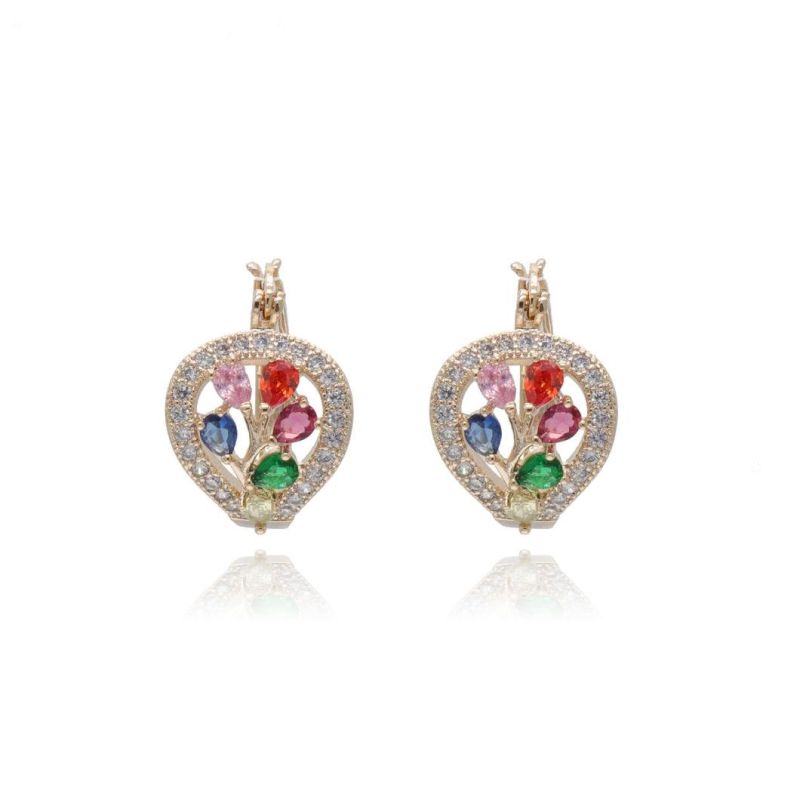 Colorful Zircon Gold Plated Fashion Women′ S Charm Earrings