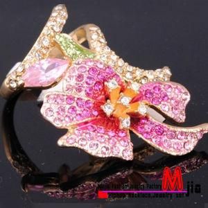 Zinc Alloy Ring with Multicolor Rhinestones (BH0333)