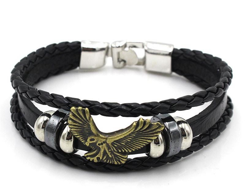 Eagle Braided Leather Rope Men Vintage Bracelet Fashion Jewelry