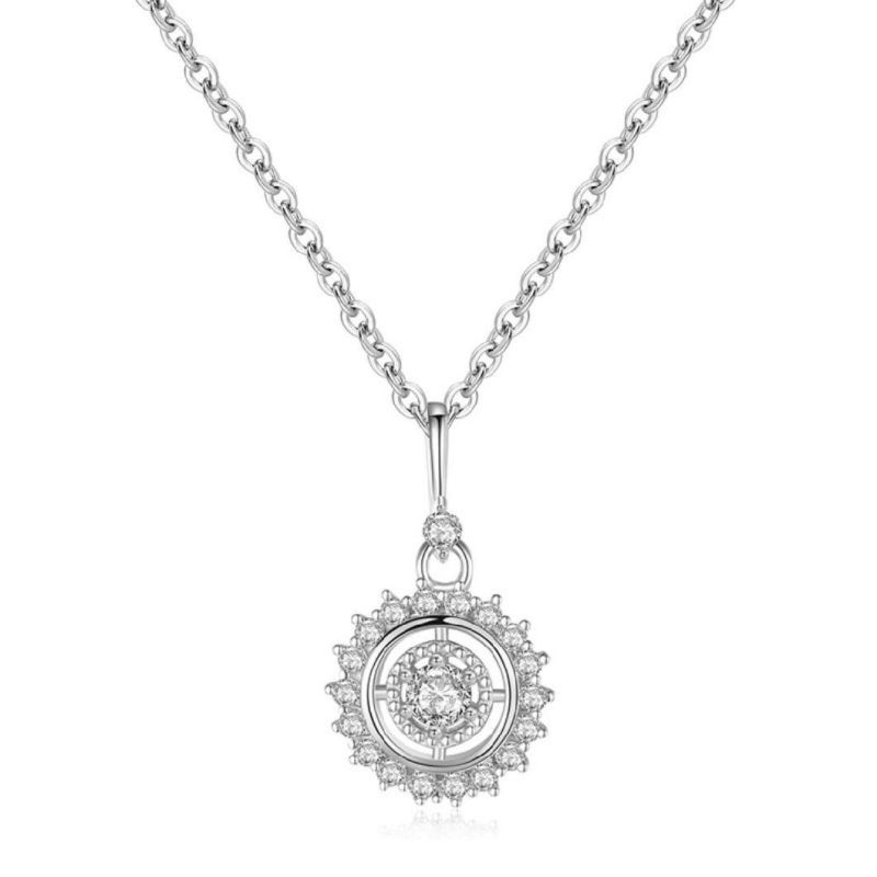 925 Sterling Silver Vintage Sun Flower Pendant Necklace Women Fashion Wedding Party Fashion Jewelry