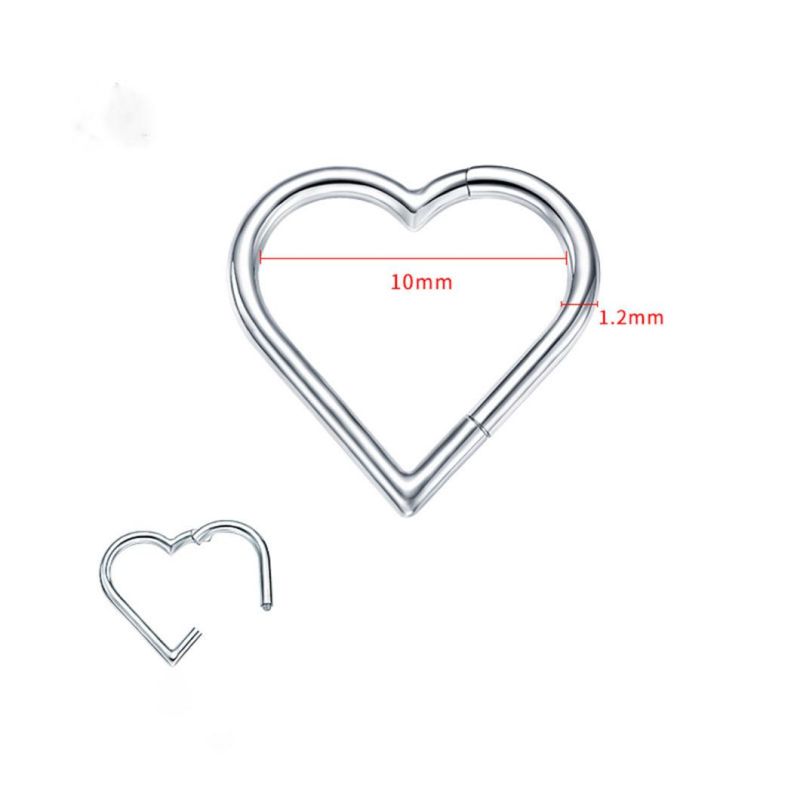 New Hot-Selling G23 Titanium Love-Shaped Piercing Jewelry Personality Body Piercing Hinged Rings Earrings ASTM F136 Titanium Nose Ring Tp2545