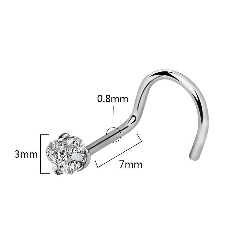 316L Surgical Steel 20g Spiral Nose Ring Nose Hoop Nose Pin Sets (4PCS per set) Body Piercing Jewelry (Crystal Color and Bar Color Custom Available)