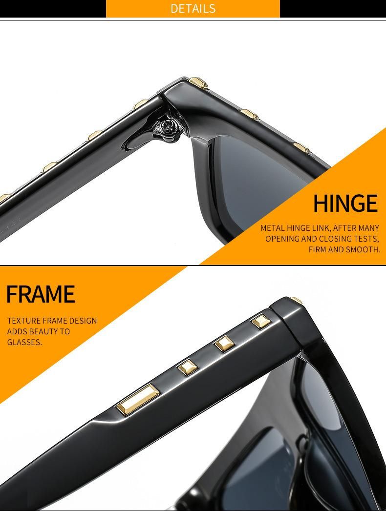 2022 Fashion Style Rivet Sunglasses Custom Sunglasses
