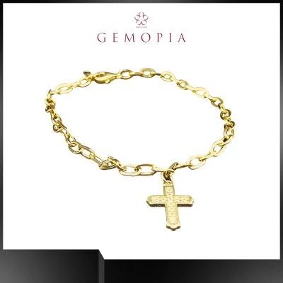 Fashion Jewelry 18K Gold Plated Solid Chain Link Silver Bracelet