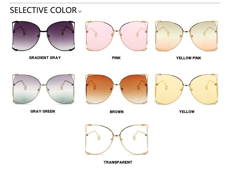 China Wholesale Lentes Sol CE Quality Wholesale Sunglass Metal Big UV400 New Designer Glasses Free Samples Price Ashion Women Pearl Sunglasses