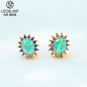Brazilian Style Fashion Imitation Jewelry Earrings Colored Zircon Copper Plated Fashion Jewelry