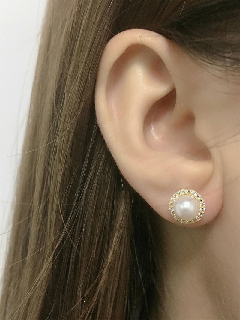 Fashion women Pearl Engagement and Wedding Earring Sterling Silver Fine Jewelry