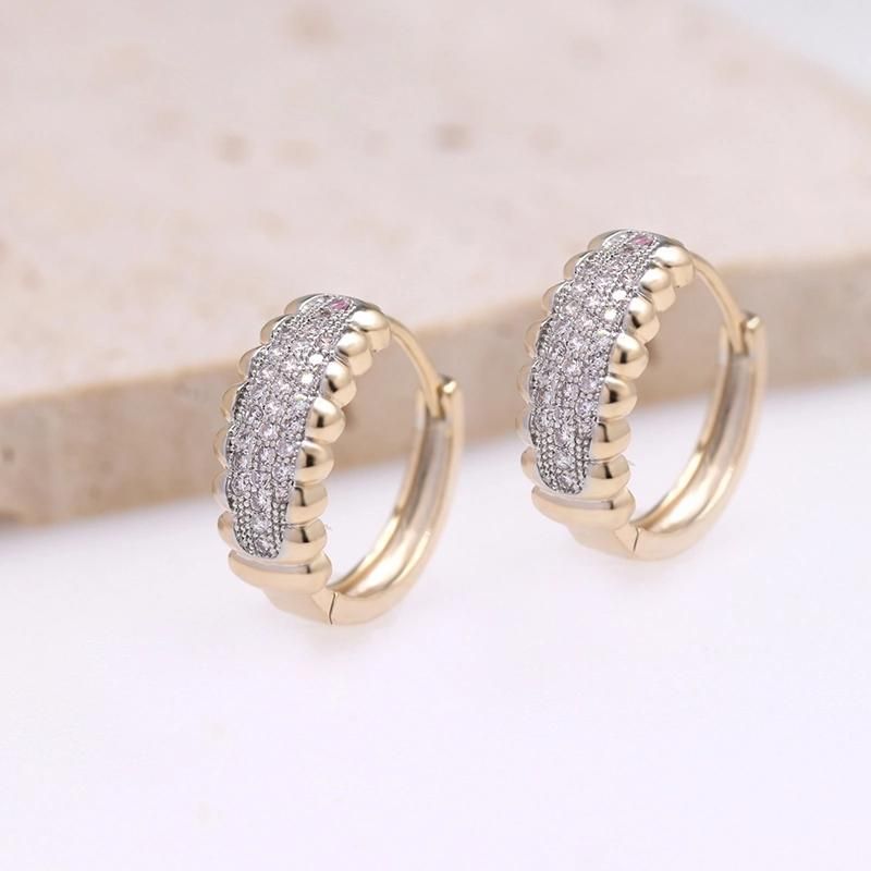 Saudi Cubic Zircon Simple Two-Color Pave Hoop Fashion Earrings