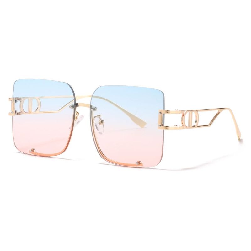 2022 No MOQ Half Frame UV400 Ocean Lens Metal Fashion Sunglasses