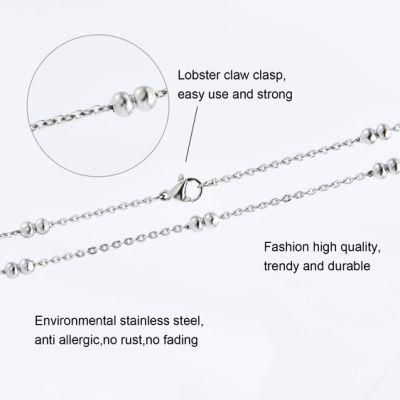 Promotional Gifts Fashion Jewellery Necklace Cable Link Chain with Double Beads for Ladys Jewelry