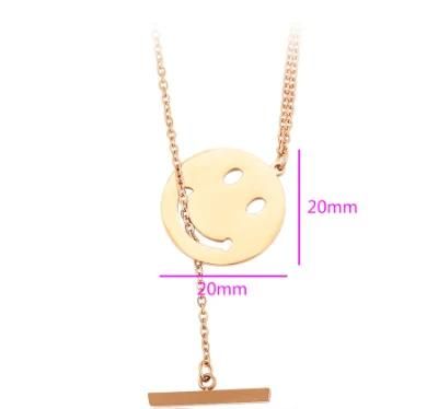 Fashion Stainless Steel Rose Gold Plated Face Pendant Necklace for Women Jewelry