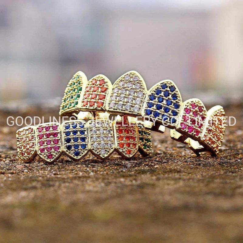 Men Fashion Accessories Colorful Pave CZ Hip Hop Rapper Jewelry