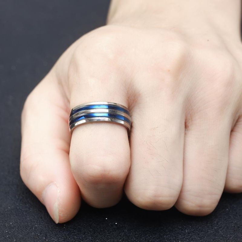 2022 New Custom Trendy Couple Titanium Steel Mens Dainty Ring Cheap Stainless Steel Men Gents Luxury Jewelry Ring Set