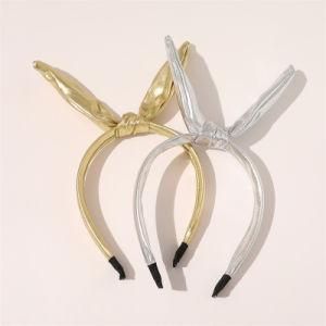 Custom Cute Rabbit Ear Cross Bow Knot Kids Girls Headband PU Headband for Party