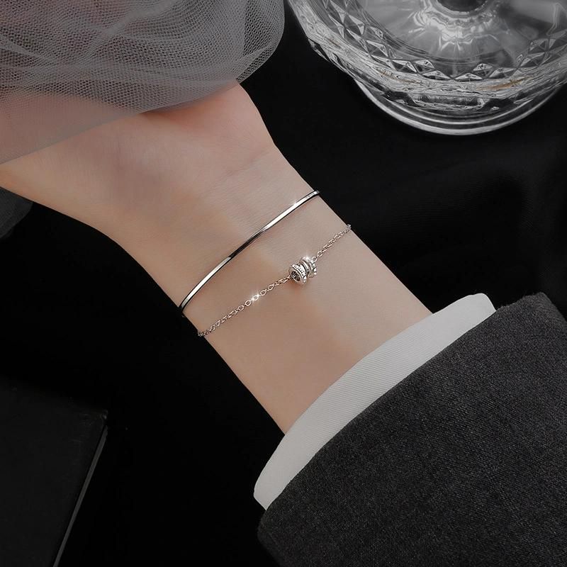 S925 Sterling Silver Designer Double-Layered Small Waist Bracelet