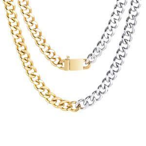 Men Jewelry Necklace Chains for Jewelry Making Silver 24K Gold Cuban Chains Necklace