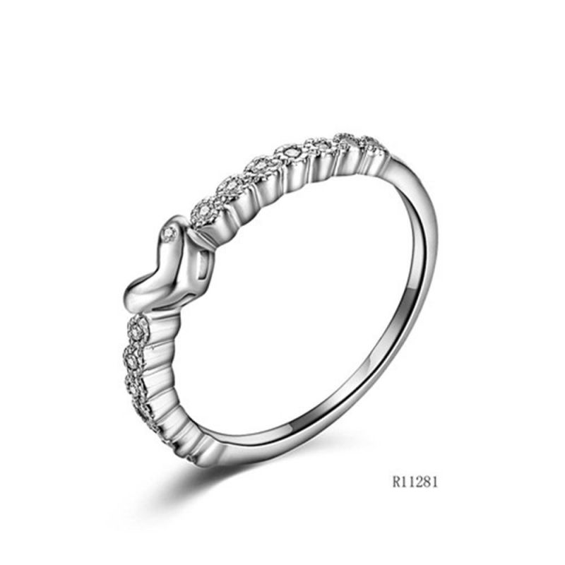 925 Sterling Silver with CZ Charm Ring
