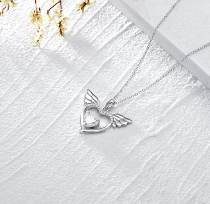 Fine Luxury Moissanite Women Angel′ S Wings Necklace S925 Jewelry