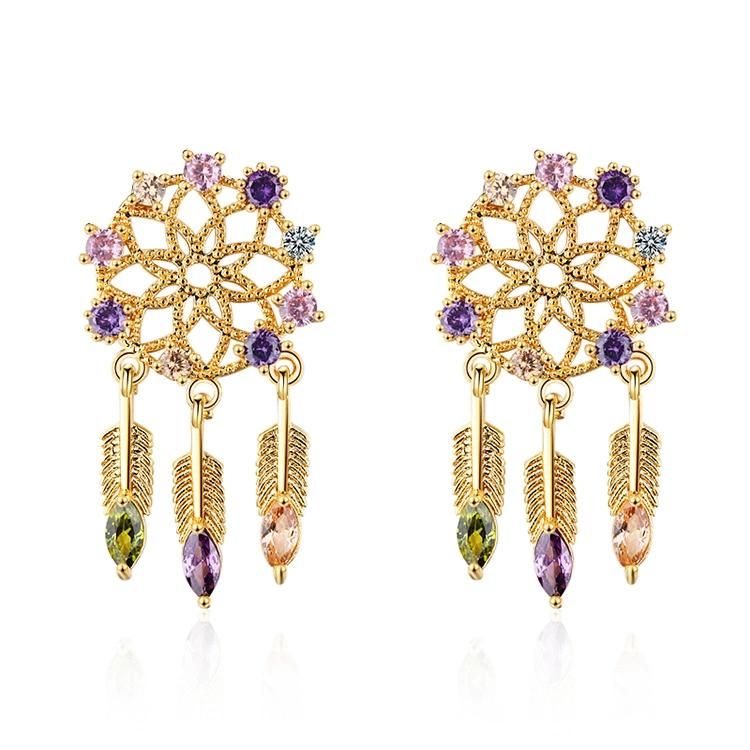 Arabic Fashion Fake 18K Rose Gold Plated CZ Stud Earring New Model 2020 Designs Stud Earrings for Women