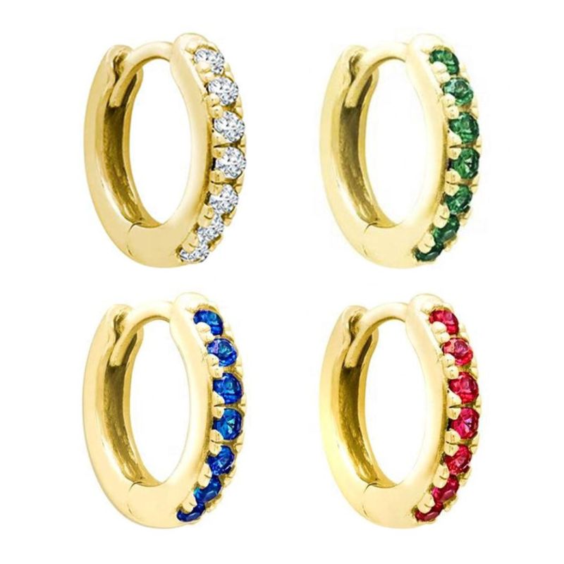2022 New Fashion Jewelry 9K 14K Solid Gold CZ 14 Karat Yellow Huggies 18K Cubic Zirconia Jewellery Customized Tiny Hoop Dainty Earring