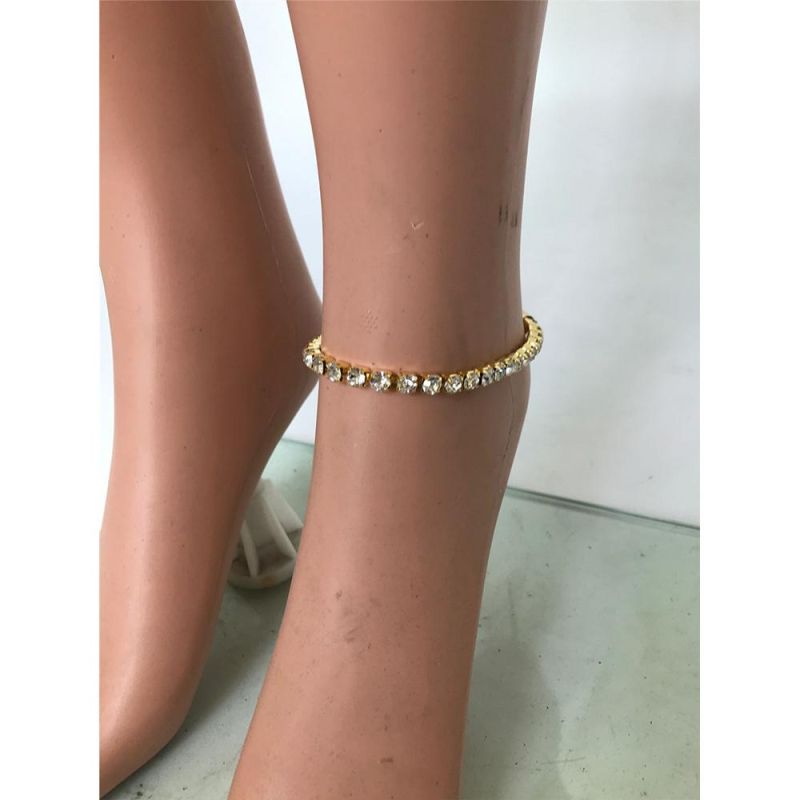 Hip Hop Cube Zirconia Diamond Leg Chain Oversized Diamond Anklet Women