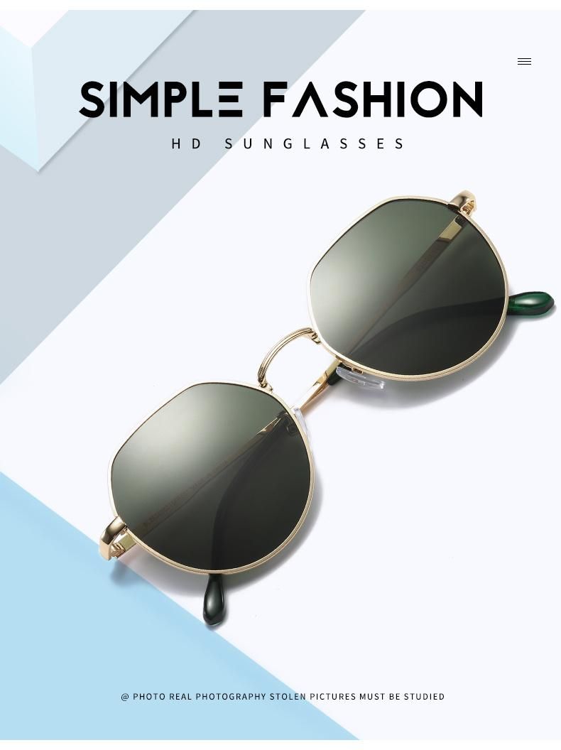 Women Mens High Quality Fashion Gold Metal Unisex Vintage Round Sunglasses