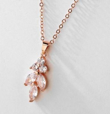 Bridal Rose Gold Necklace Jewelry Set, CZ Earrings&Necklace Set, Wedding CZ Necklace Jewelry Set, Bridesmaids Jewelry Set,