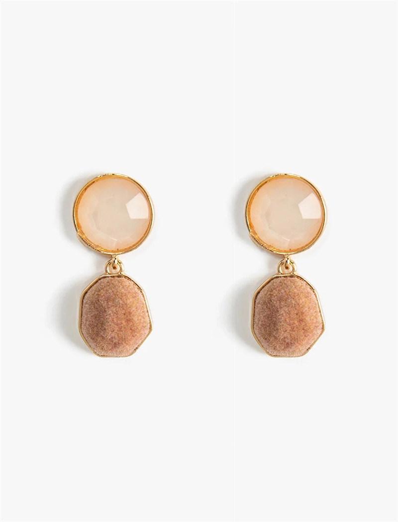 Gemstone Drop Earring with Octagonal Velvet Organic Pendant Stone Earring for Women Fashion Accessories and Jewelry