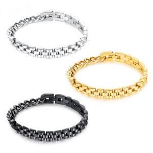 Simple Stainless Steel Watch Band Chain Links Bracelets for Men