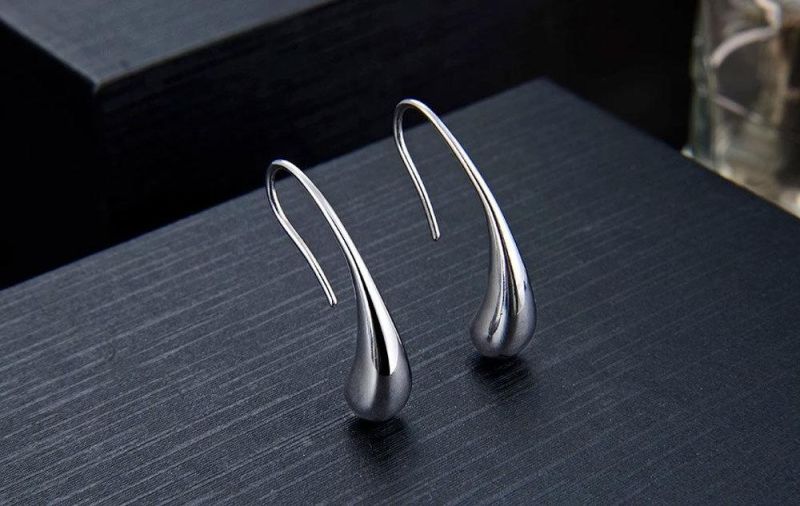 Trendy 925 Sterling Silver Plated Crystal Drop/Dangle Silver Hoop Earrings