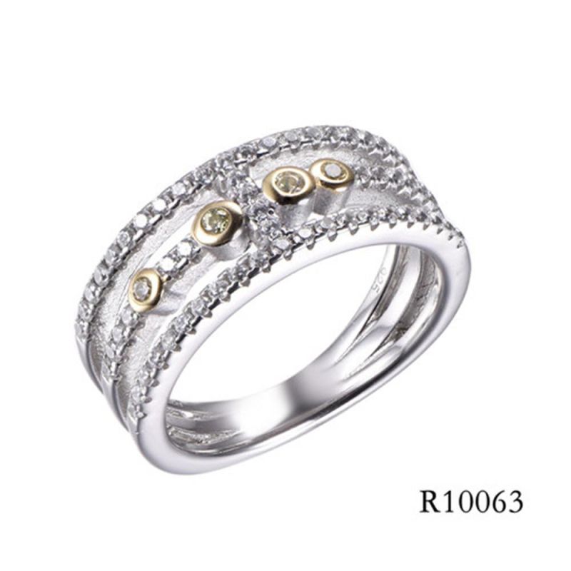 Fashion Bezel Setting Silver with CZ Line Style Ring