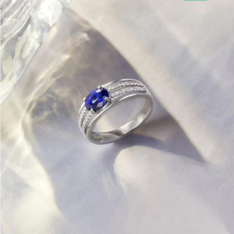 Fashion Jewelry Engagement Wedding Tanzanite Blue Stone Ring Zircon Gemstone Womens Stone Ring 925 Silver Gift