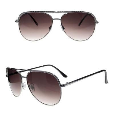 Pilot Style Metal Fashion Sunglasses with Diamond Double Bridge