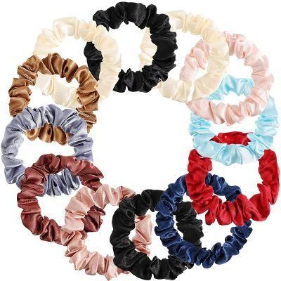 Small High Quality 22 Momme 19mm Shiny Skinny Silk Scrunchies