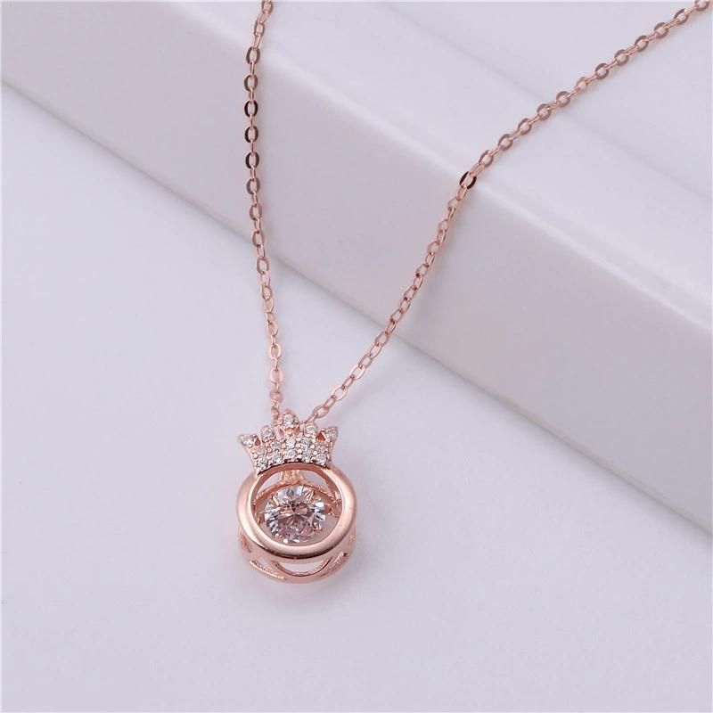 Fashion Copper Set Zircon Bright Crystal Crown Necklace