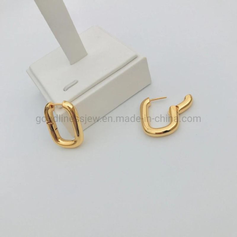Wholesale Fashion Designer Square Copper Hoop Earrings Jewelry