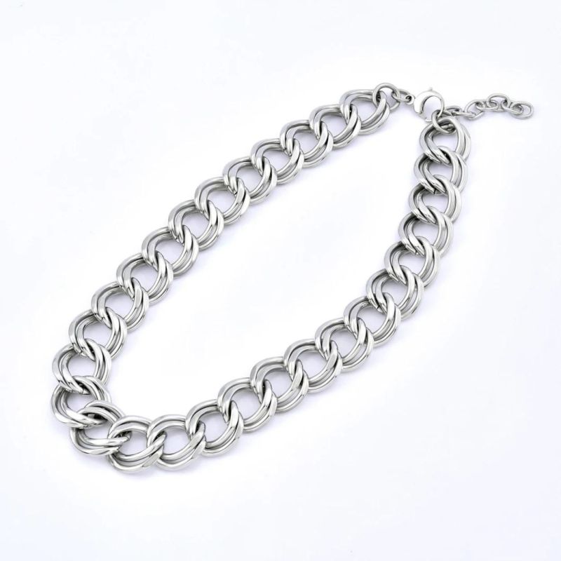 Funky Stainless Steel Silver Color Simple Wearing Accessories as Fashion Thick Necklace