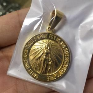 Steel Jewelry Religious Coin Shape Miraculous Medals Pendant for Necklace or Bracelet P1009