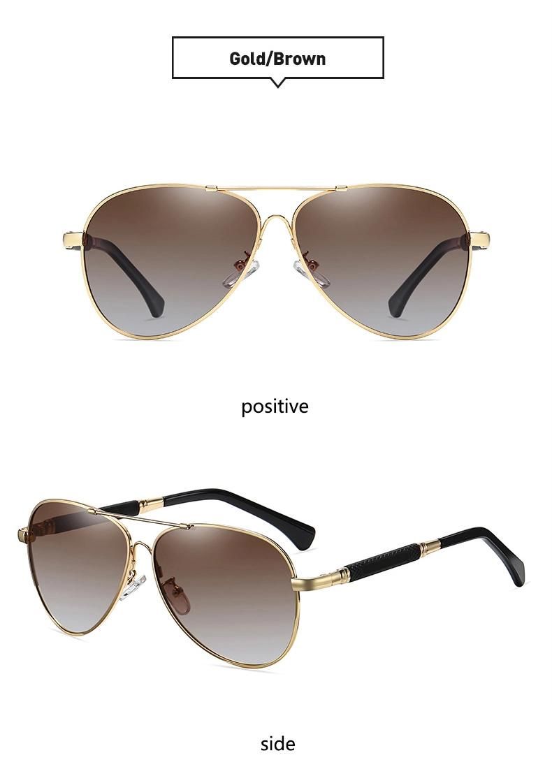 2022 Men Hot Selling Polarized UV400 Lenses Sun Glasses Vintage Driving Night Vision Fashion Luxury Metal Sunglasses